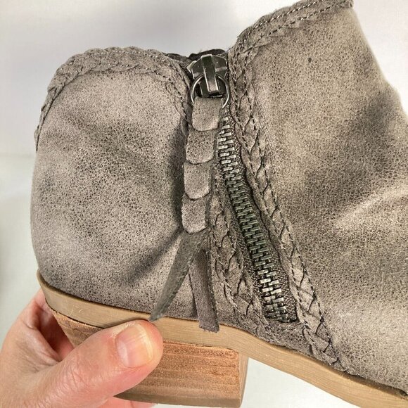 Report Dilly Gray Western‎ Ankle Boots, Size 8, Faux Suede, Side Zip, Braid Trim - Picture 9 of 9